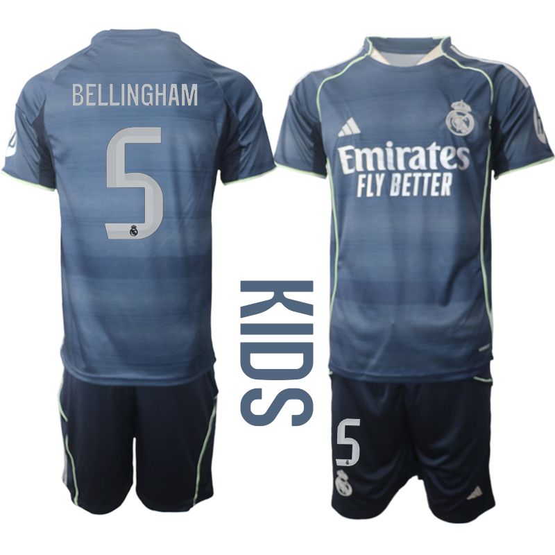 Youth 2025-2026 Club Real Madrid away Blue #5 Soccer Jersey->youth soccer jersey->Youth Jersey